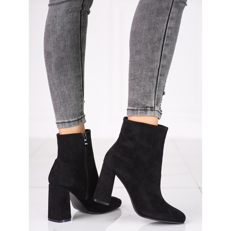 Ženske crne čizme na stup Shelovet od ekološkog antilopa crno 1