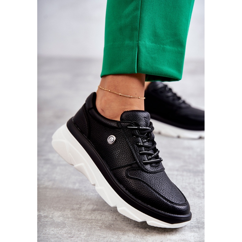 Vinceza Ženske crne kožne sportske cipele Camrose crna 2