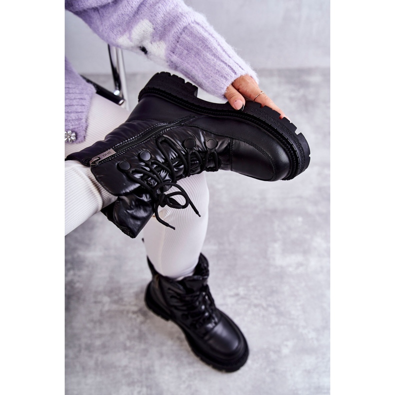 Ženske čizme za snijeg na vezanje GOE KK2N4017 crne crno 1