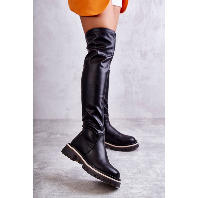 Kožne čizme preko koljena GOE KK2N4024 Crne crno 1