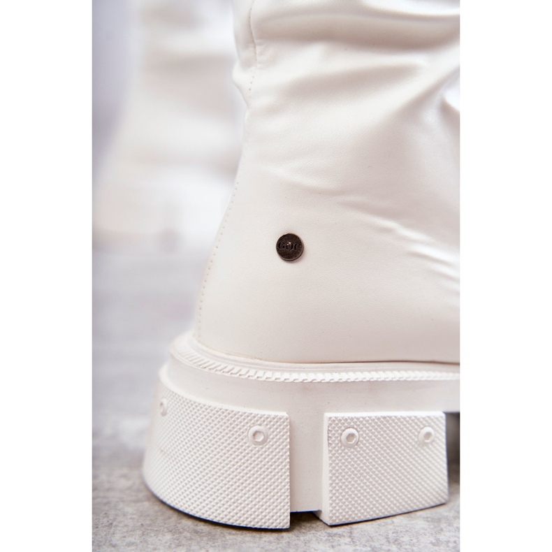 Kožne čizme preko koljena na ravnu petu GOE KK2N4022 Bijele bijela 2