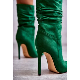 FS1 Ženske naborane čizme Green Laguna zelena 2