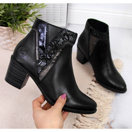 Ženske kožne čizme na stup crne Rieker Y2063-00 crno 1