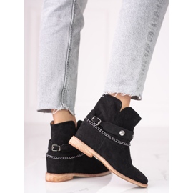 Ženske kaubojske čizme od brušene kože na klin Shelovet crne crna 2