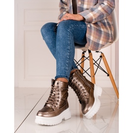 Ženske smeđe čizme za snijeg sa Shelovet vezicama smeđa 2