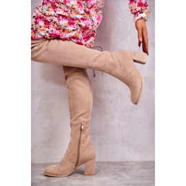 FE1 Klasične čizme Clarissa bež od brušene kože smeđa 2