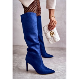 FS1 Čizme s visokom potpeticom od antilop plave boje Carite plava 2