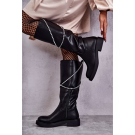 FS1 Ženske crne čizme s ukrasima Black Finlay crno 1
