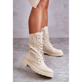 FS1 Ženske gležnjače s čarapom na ravnu petu Bež Liam smeđa 2