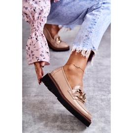 Vinceza Lakirane mokasine na Reidun platformi bež boje smeđa 1