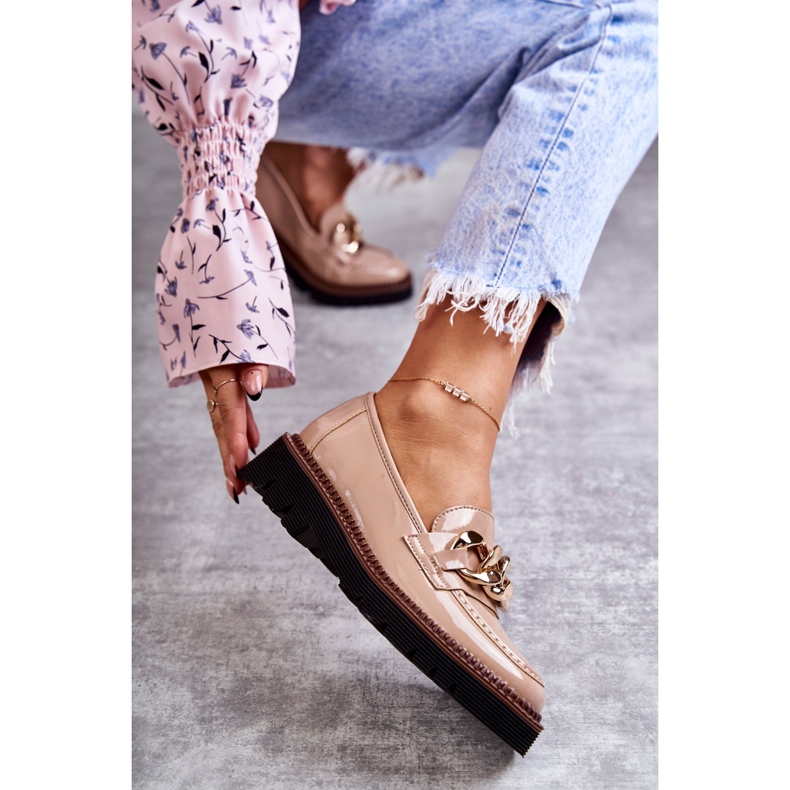 Vinceza Lakirane mokasine na Reidun platformi bež boje smeđa 1