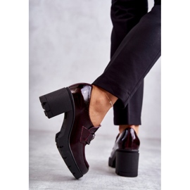 PL5 Elegantne cipele na stupić sa srebrnim ukrasom, bordo Harmell crvena 2