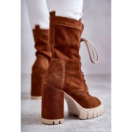 Ženske čizme od brušene kože na smeđoj Edna platformi smeđa 2