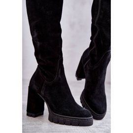 PA2 Modne crne visoke čizme od antilopa Estrela crna 2