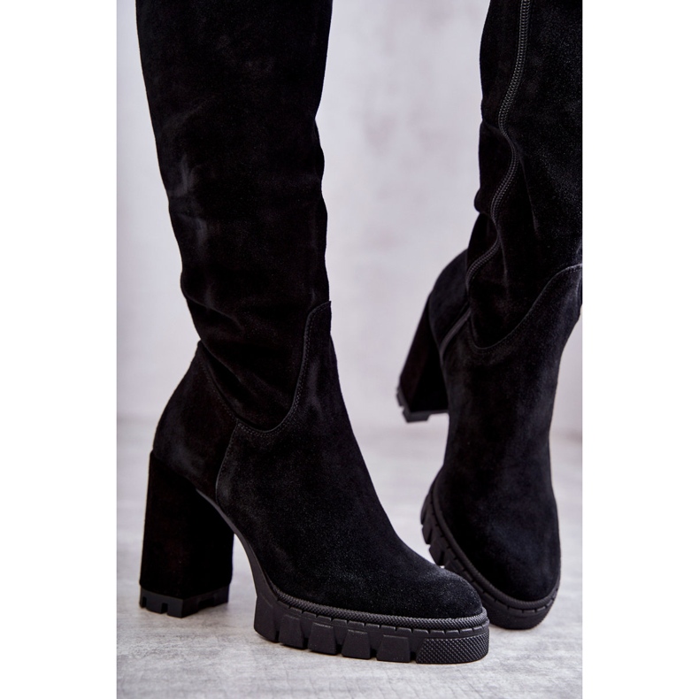 PA2 Modne crne visoke čizme od antilopa Estrela crna 2