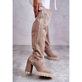 PA2 Ženske visoke čizme od brušene kože bež Georgette 1