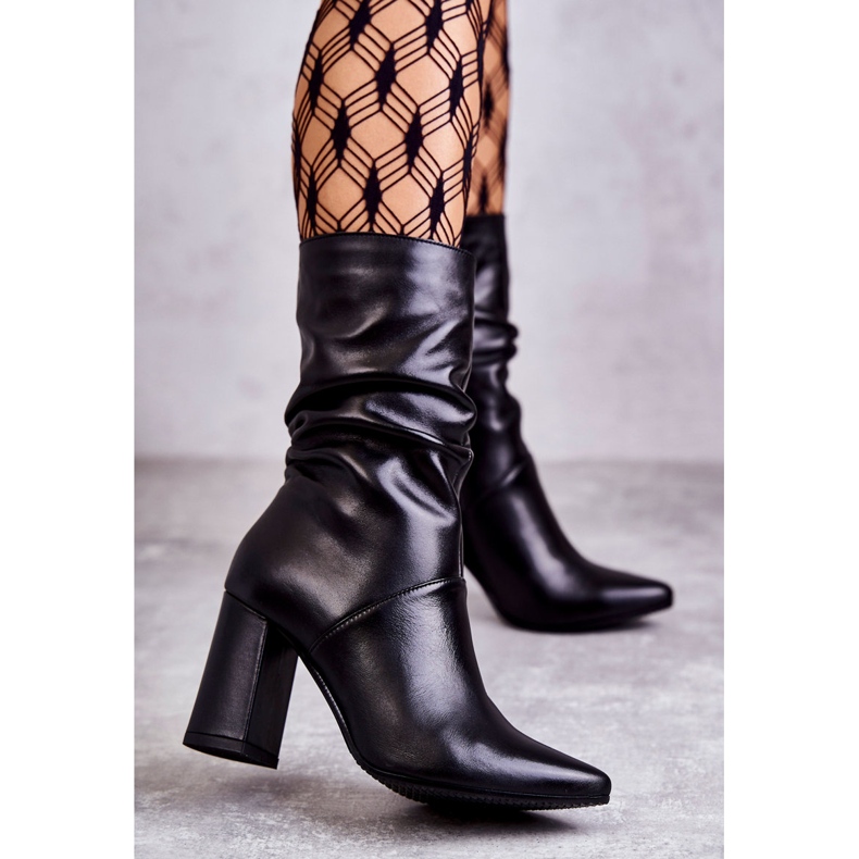 Kožne čizme na visoku petu Laura Messi 2560 crne crno 1