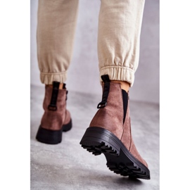 PJ1 Tople čizme od brušene kože na ravnu petu svijetlosmeđe Salome smeđa 2