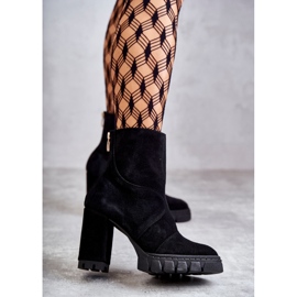 Crne čizme od brušene kože na petu Elia crna 2