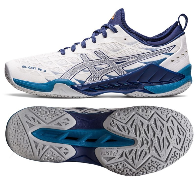 Asics Blast Ff 3 M 1071A076 100 tenisica za rukomet bijela tamnoplava 1