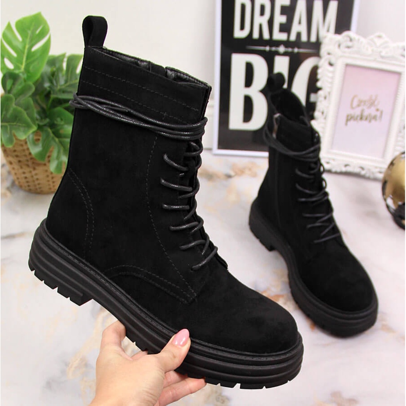 D&A Crne čizme trapper od crne antilop kože OLI175B crna 1