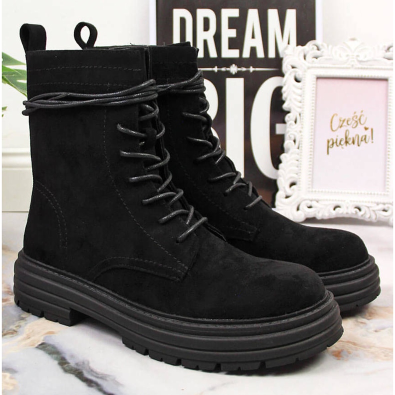 D&A Crne čizme trapper od crne antilop kože OLI175B crna 2