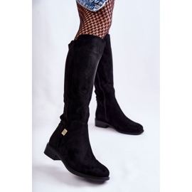 S.Barski Ravne čizme od brušene kože crne Giulia crna 1