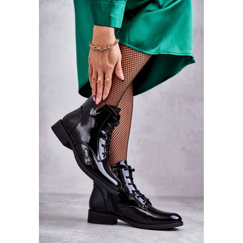 S.Barski Klasične lakirane čizme Ženske Jodhpur čizme Bello crno 1