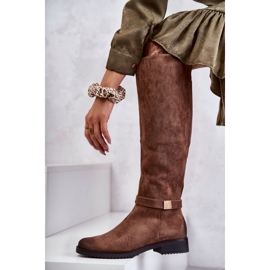 Vinceza Ženske čizme s ravnom petom od brušene kože, bež Henrike smeđa 1