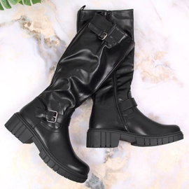 Jezzi Ženske crne čizme s podesivom kopčom Vinceza crna 1