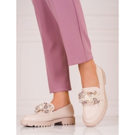 Shelovet ženske natikače od brušene kože s bež kristalima 1