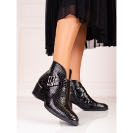 Vinceza Ženske čizme na niskom stupu Shelovet s kopčom crno 1