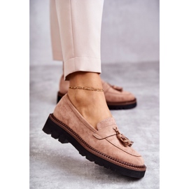 Vinceza Ženske cipele od brušene kože na bež unni platformi 1