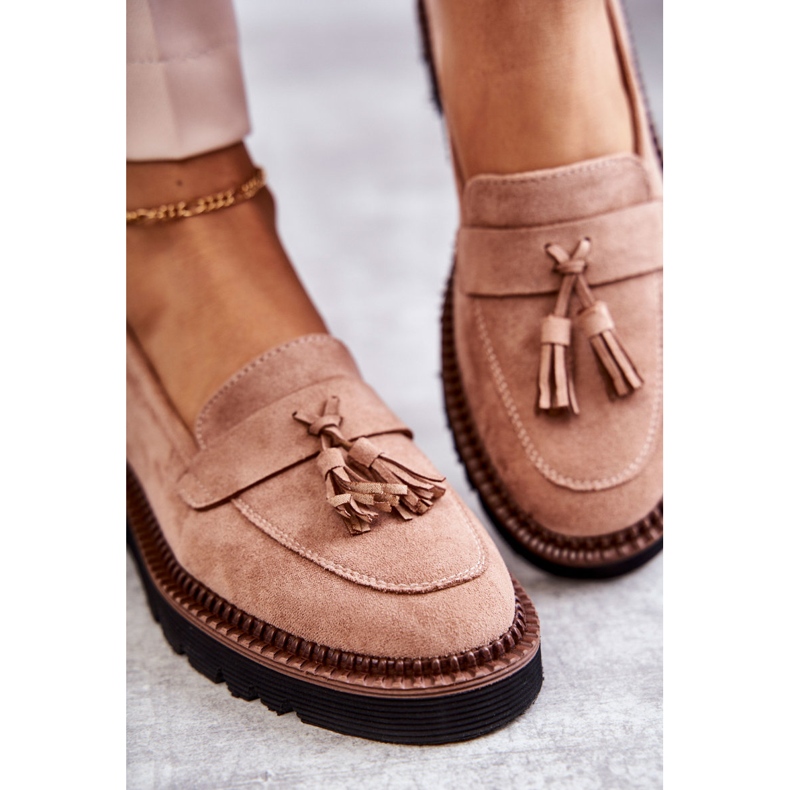 Vinceza Ženske cipele od brušene kože na bež unni platformi 2