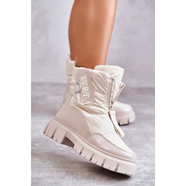 PM1 Ženske bež tople čizme za snijeg s patentnim zatvaračem Marit 1