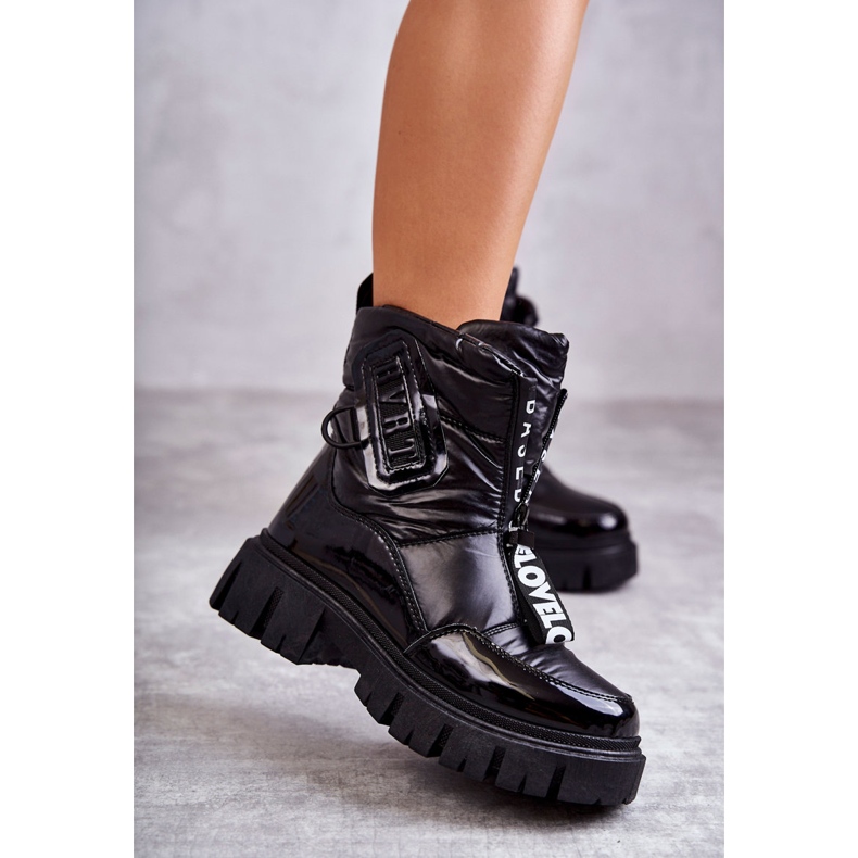 PM1 Ženske crne tople čizme za snijeg s patentnim zatvaračem Marit crno 2