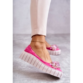 PA2 Balerinke od brušene kože na platformi s ukrasom boje fuksije ružičasta 1