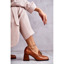 Kožne cipele s lancem Laura Messi 2514 Camel smeđa 2