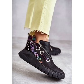 Kožne Maciejka čizme s mrljama 05660-20 crne crna višebojan 1