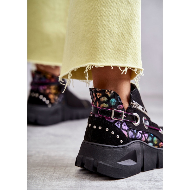 Kožne Maciejka čizme s mrljama 05660-20 crne crna višebojan 2