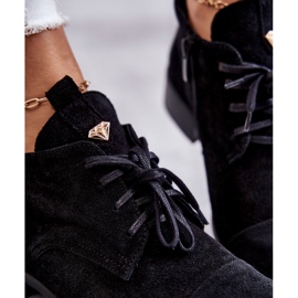 Čizme od brušene kože Čizme na vezanje Nicole 2781 crne crna 2