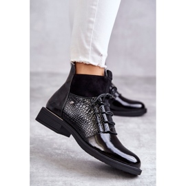 Vinceza Lakirane crne tople čizme na vezanje Cathrine crna 2