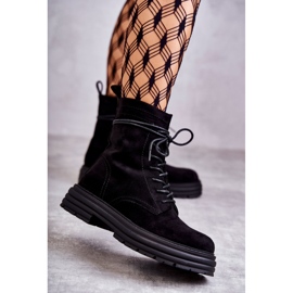 S.Barski Ženske čizme od brušene kože vezane crne afra boje crna 1