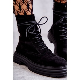 S.Barski Ženske čizme od brušene kože vezane crne afra boje crna 2