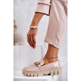 Sergio Leone Lakirane mokasine na platformu Bež Inger 2