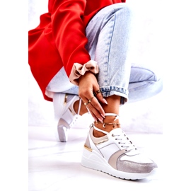 S.Barski Kožne sportske cipele na klin bijela i siva Rayana 1