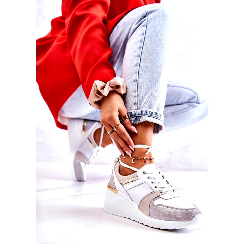 S.Barski Kožne sportske cipele na klin bijela i siva Rayana 1