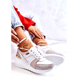 S.Barski Kožne sportske cipele na klin bijela i siva Rayana 3