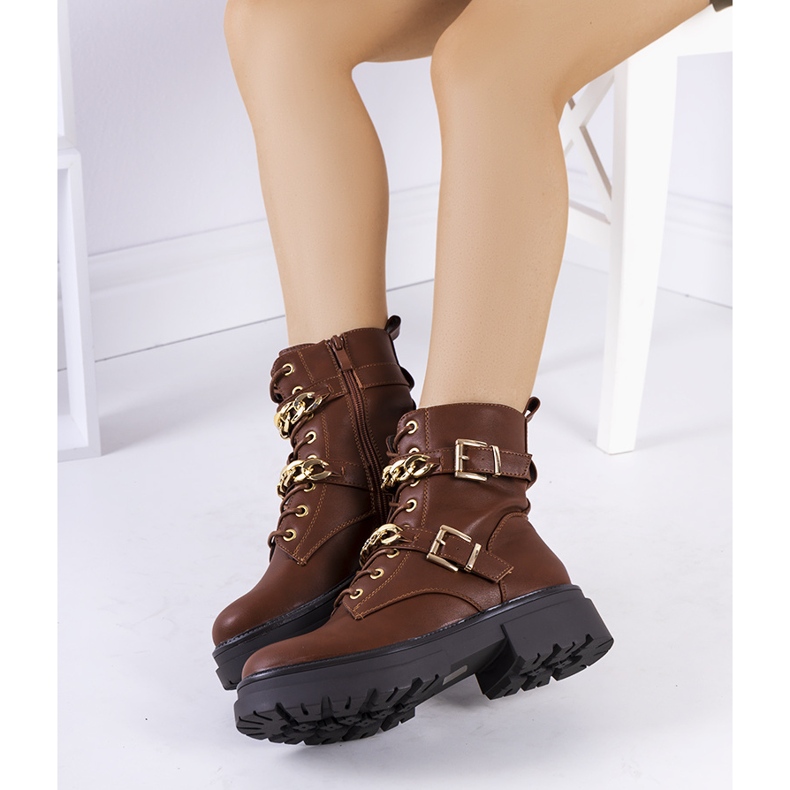 Smeđe čizme s Corinna lancima smeđa 1