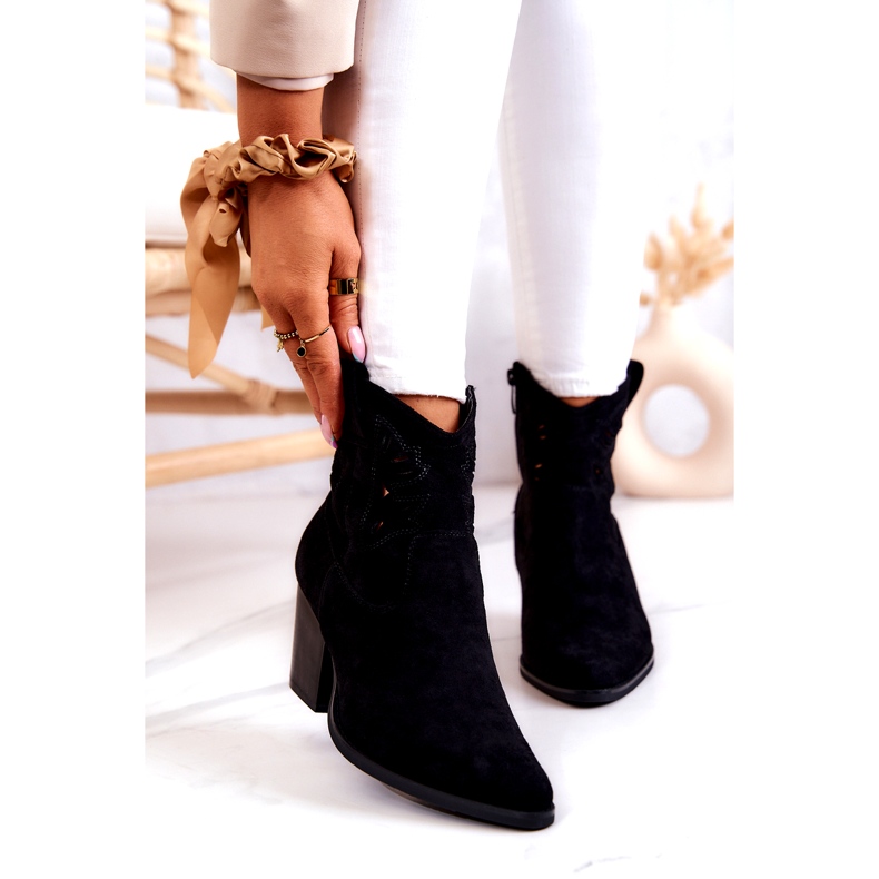 S.Barski Ženske crne kaubojske čizme od antilopa Devon crno 1